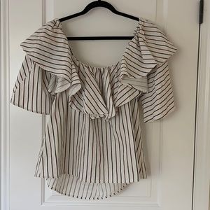 Dance & Marvel striped off the shoulder top